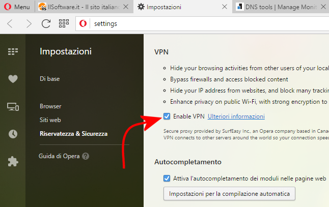 VPN free, come usare quella di Opera e proteggere i dati