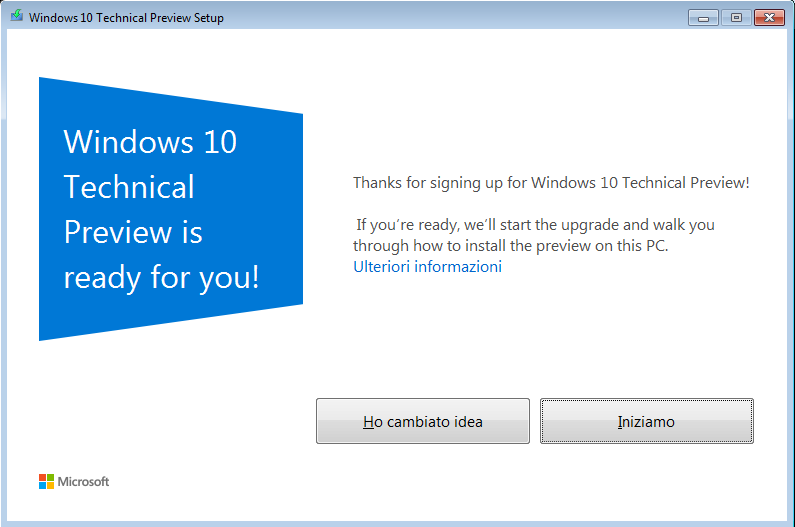 Aggiornare Windows 7 a Windows 10 con Windows Update