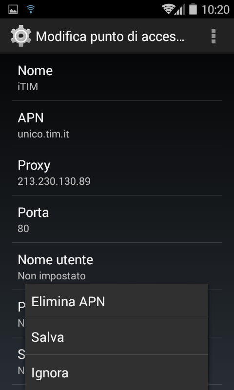 Configurare APN su Android per collegarsi ad Internet