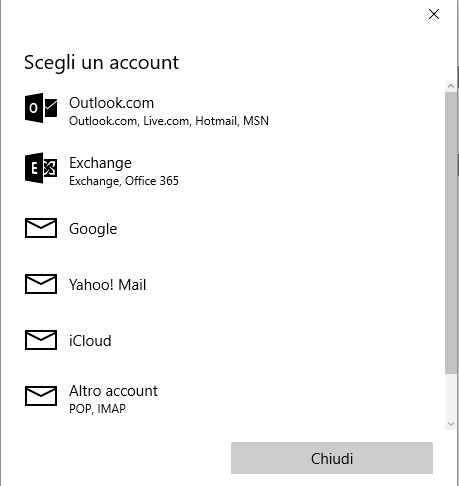 Configurare posta in Windows 10 con l'app di sistema