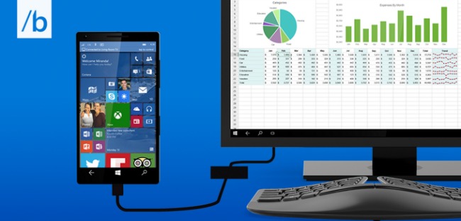 Smartphone Windows 10 si trasformano in PC desktop