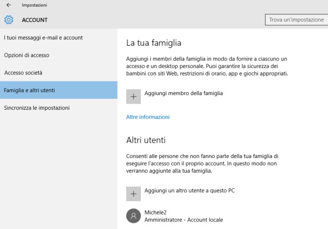 Limitare account Windows 10, come impostare tempi di utilizzo