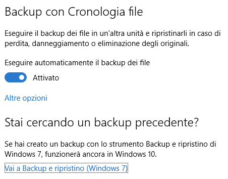 Recupero file in Windows 10 con Cronologia file