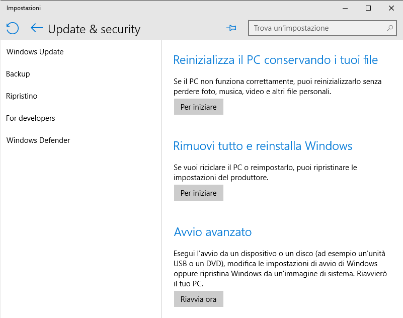 Windows 10 e Windows 8.1: ripristino del sistema a confronto