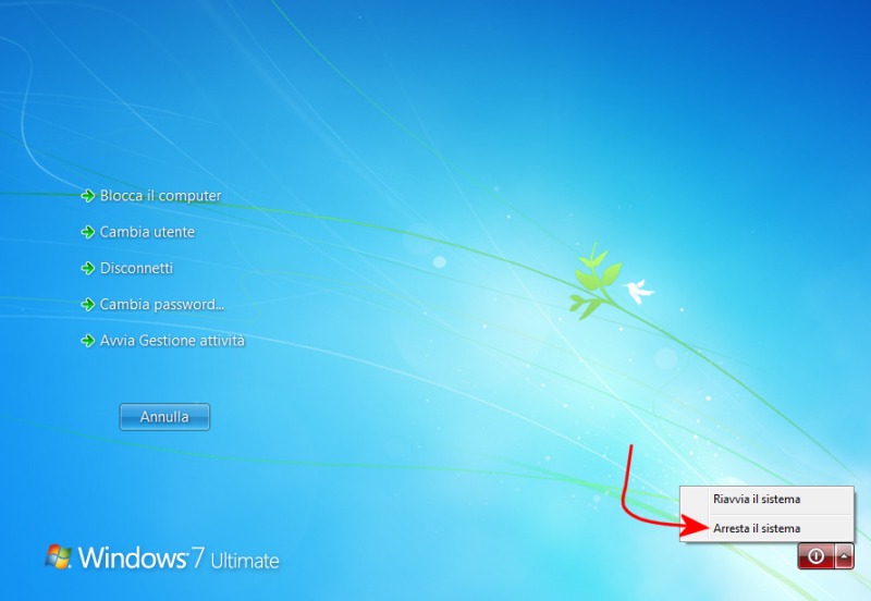 Evitare installazione aggiornamenti allo spegnimento di Windows 7