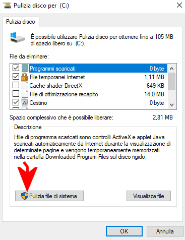 Spazio disco unità C: Windows