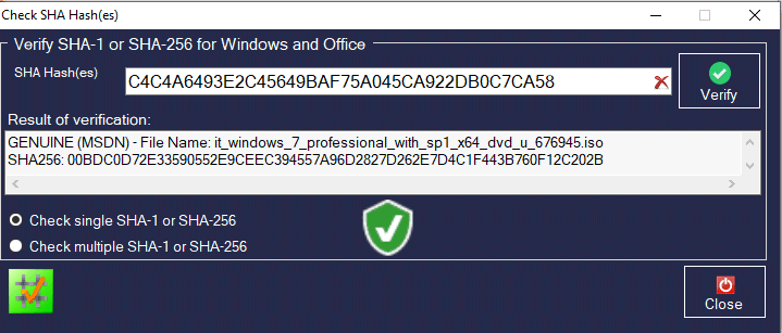 Controllo hash ISO Windows