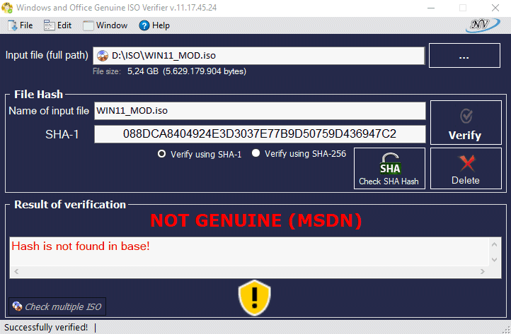 File ISO Windows non genuino