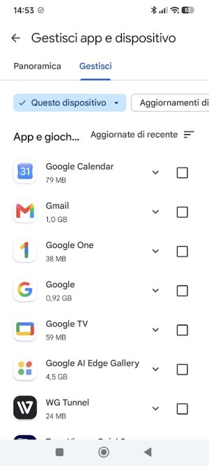 Lista app installate sul dispositivo Android