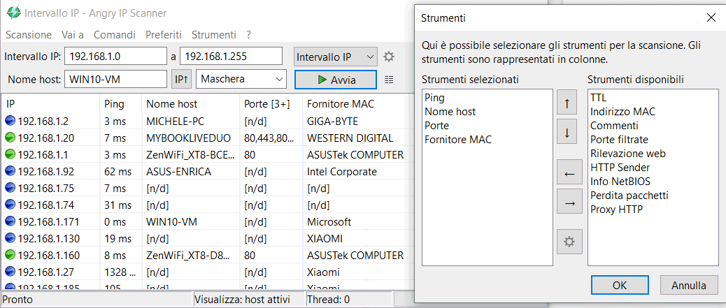 Scansione IP MAC address