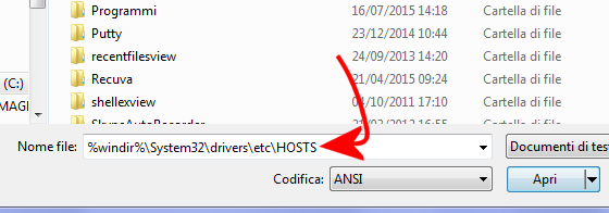 Come aprire file HOSTS in Windows