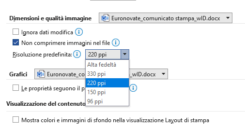 Disattivare compressione immagini Word