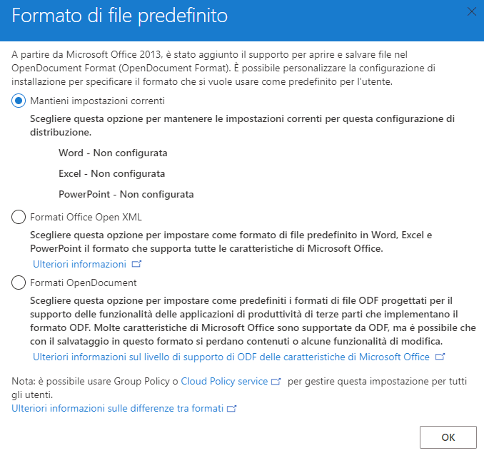 Esportare configurazione Office 2021 italiano