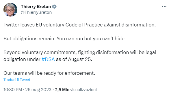 Tweet Thierry Breton