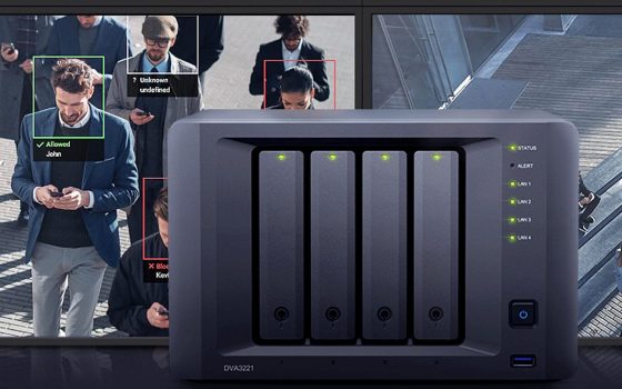 Videosorveglianza con riconoscimento dei volti e intelligenza artificiale: Synology DVA3221