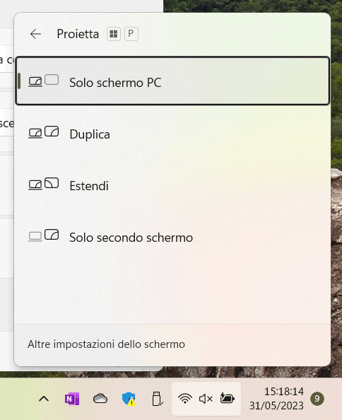 Schermo secondario Windows 11