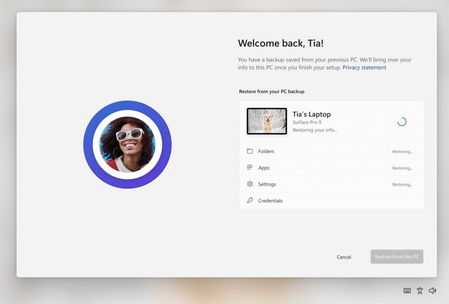 Windows 11, ripristino dati con Windows Backup