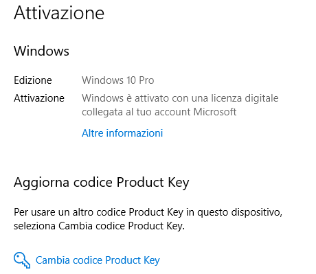 Non riesco ad attivare Windows 10 Pro con il codice di attivazione