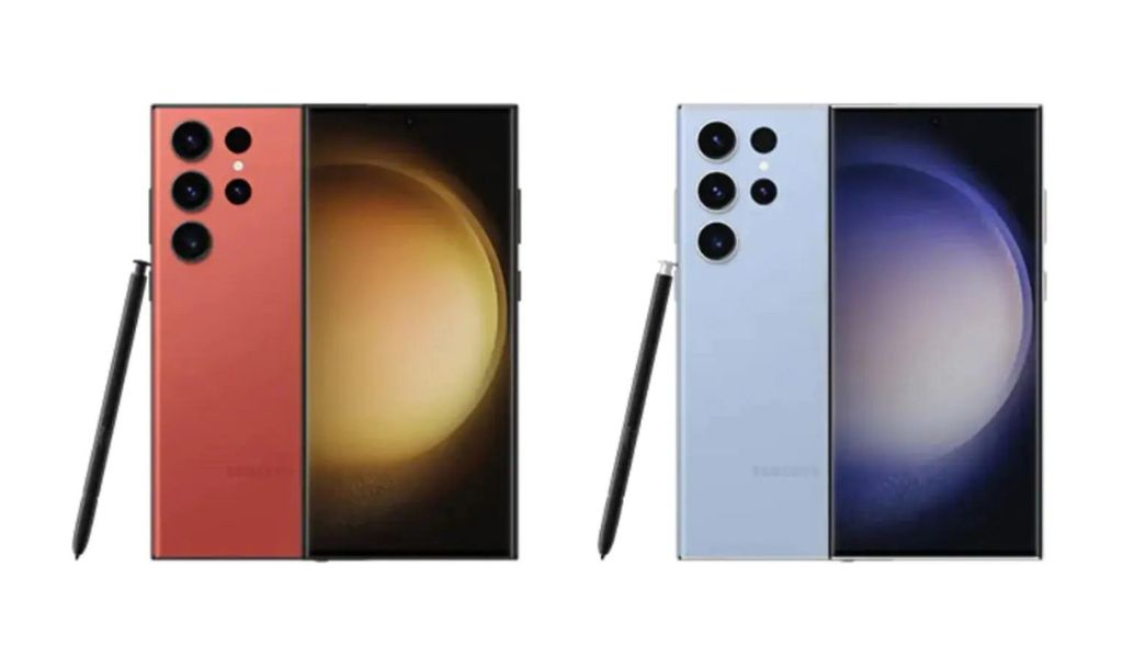Samsung Galaxy S23 Ultra rosso e blu 