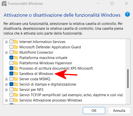 Eseguire file direttamente nella sandbox