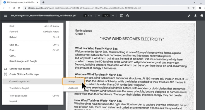 Google chrome lettura immagini 