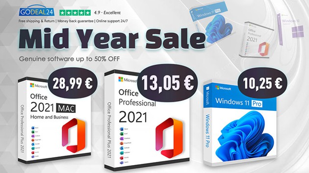 Licenza a vita per Microsoft Office 2021 a 13,52 €, Windows a 7,42 € su  Godeal24 