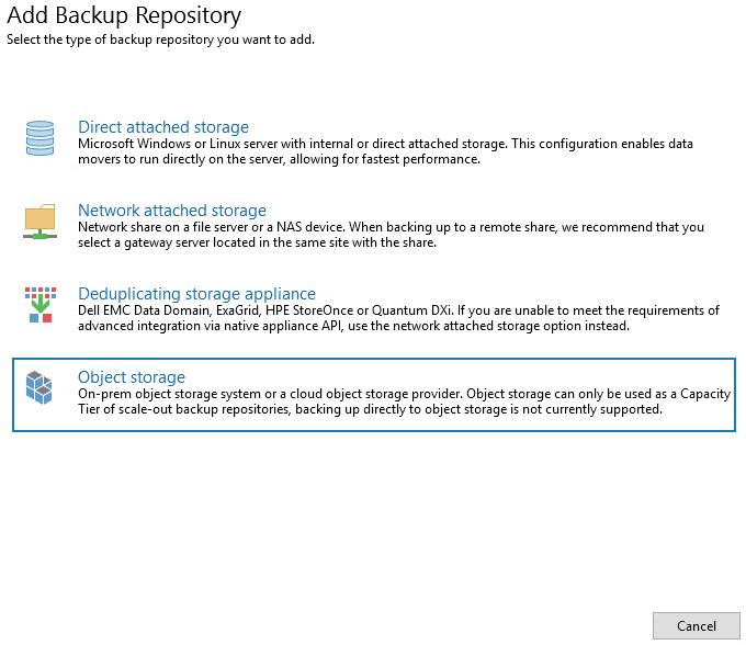 Object Storage Cubbit: creare backup su Veeam