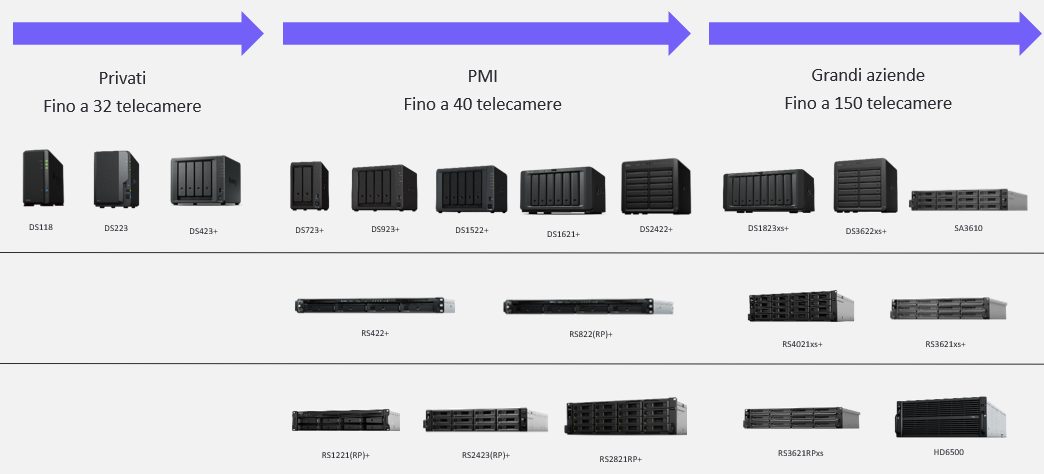 Videosorveglianza Synologya: gamma NAS