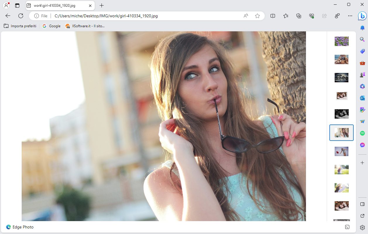 Edge: visualizzazione foto browser