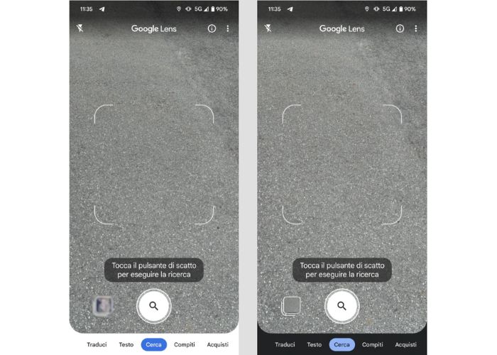 Google Lens tema chiaro scuro 