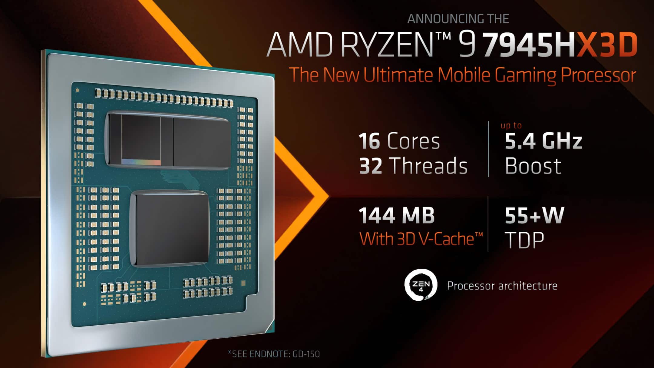 AMD Ryzen 9 7945HX3D CPU 3D V-Cache per laptop