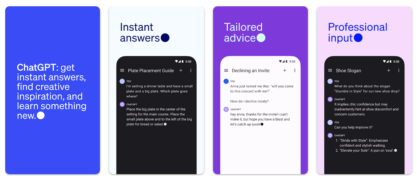 ChatGPT per Android - Screenshot app