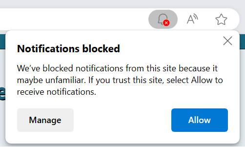 Microsoft Edge - Blocco notifiche di Spam