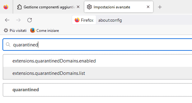 Blocco estensioni Firefox per siti Web specifici