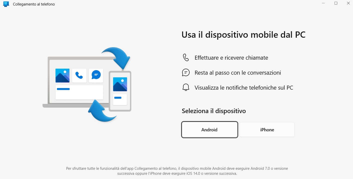Collegamento al telefono Windows