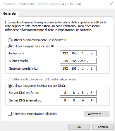 Configurazione DNS Windows