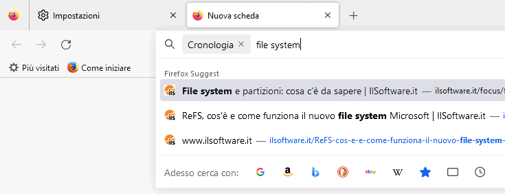 Firefox, barra applicazioni intelligente