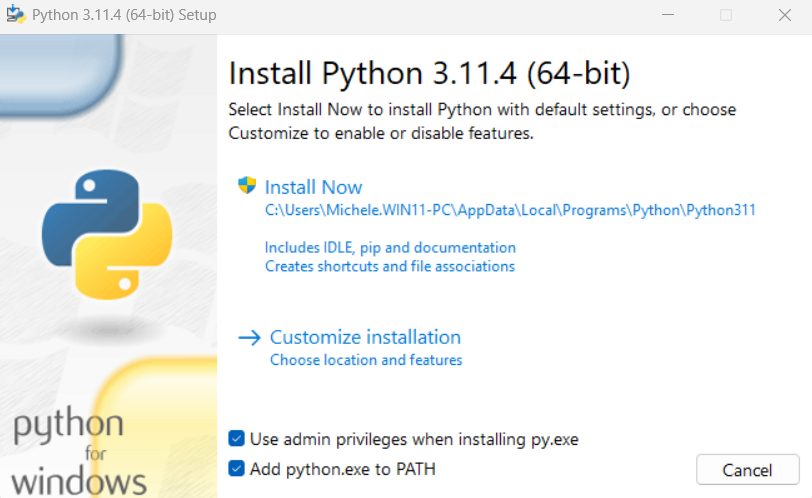 Installazione Python in Windows
