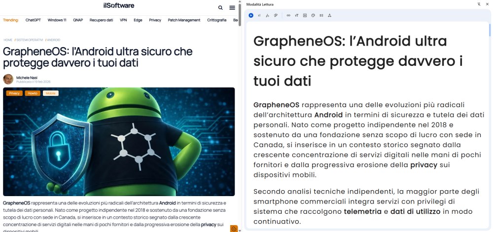 Modalità lettura su Chrome Desktop