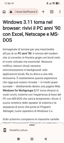 Modalità lettura Chrome mobile