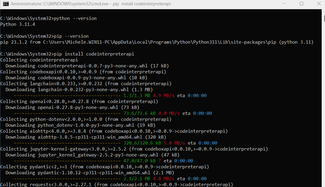 Verifica installazione Python PIP