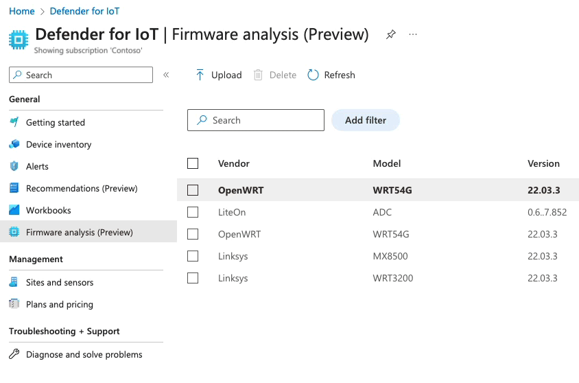 Scansione firmware con Microsoft Defender per IoT