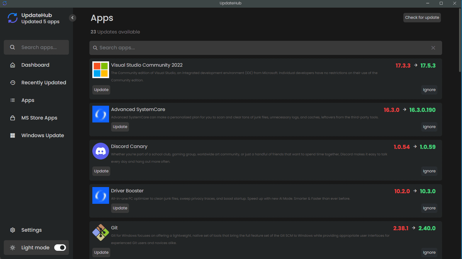 UpdateHub per aggiornare programmi Windows