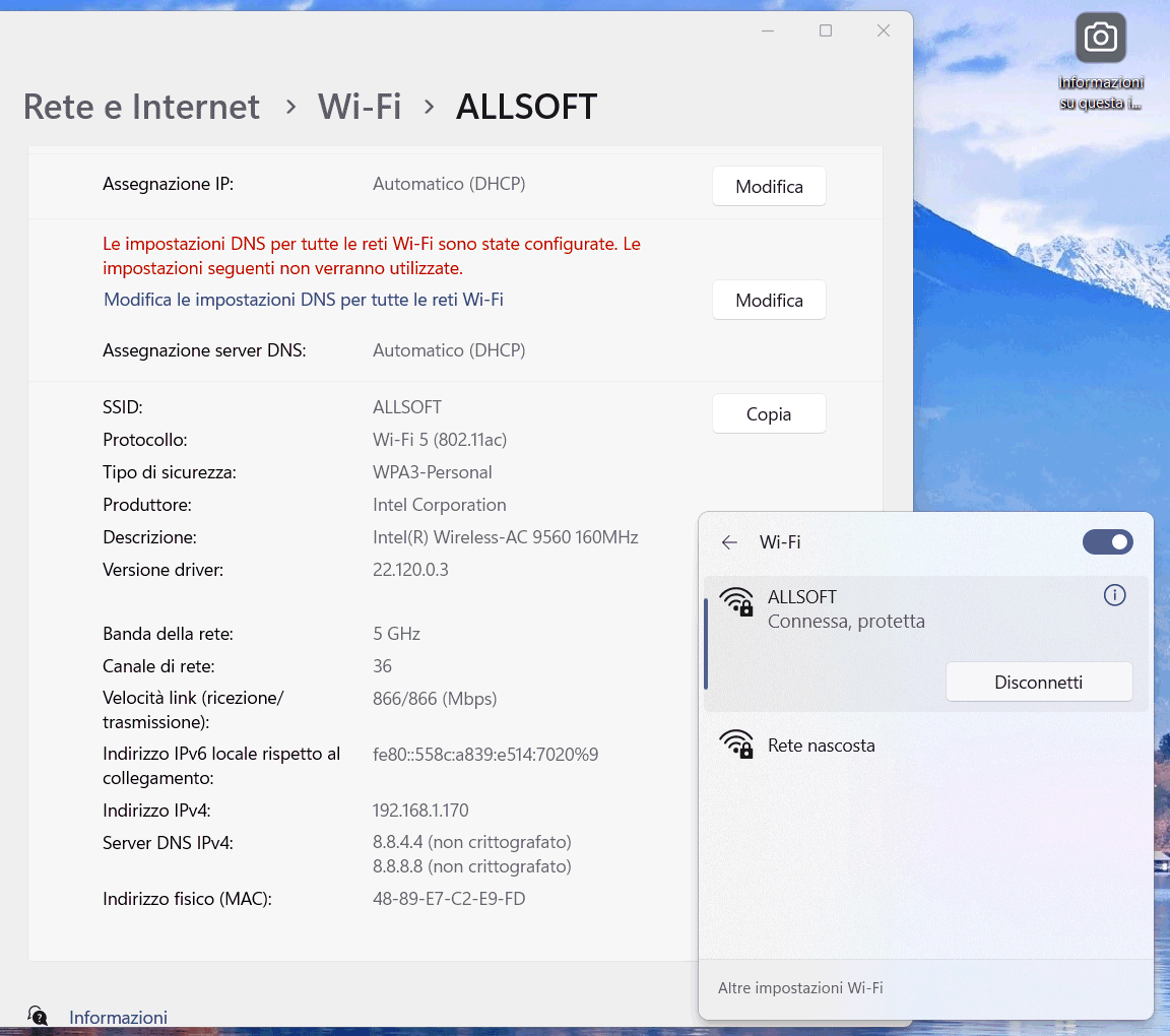 WiFi: impostazioni rete wireless Windows