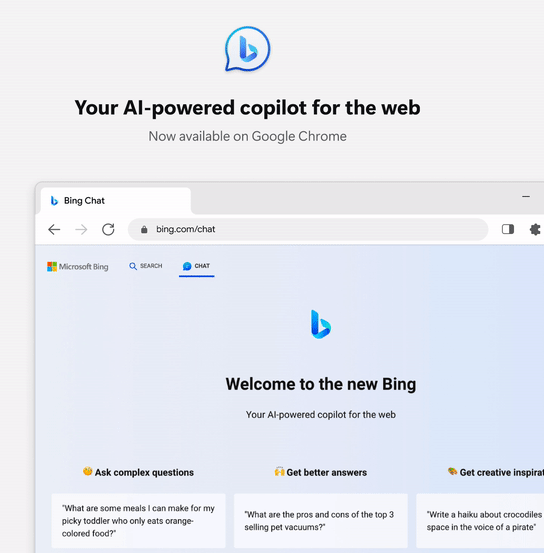 Bing Chat per Google Chrome