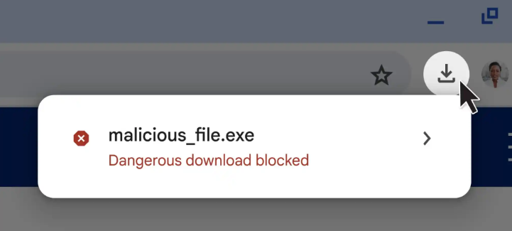 Google Chrome - Download Tray avviso malware