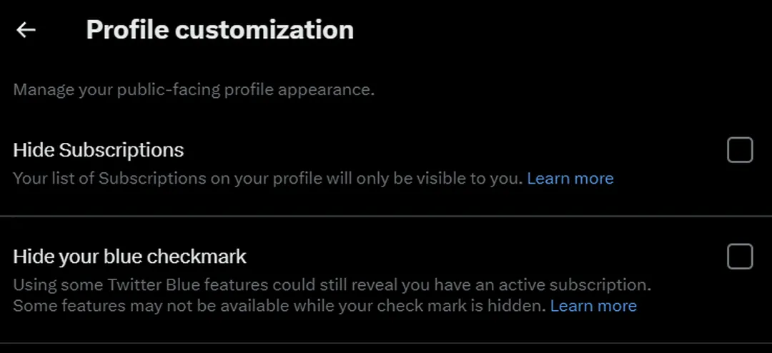 X - Twitter - hide your blue checkmark