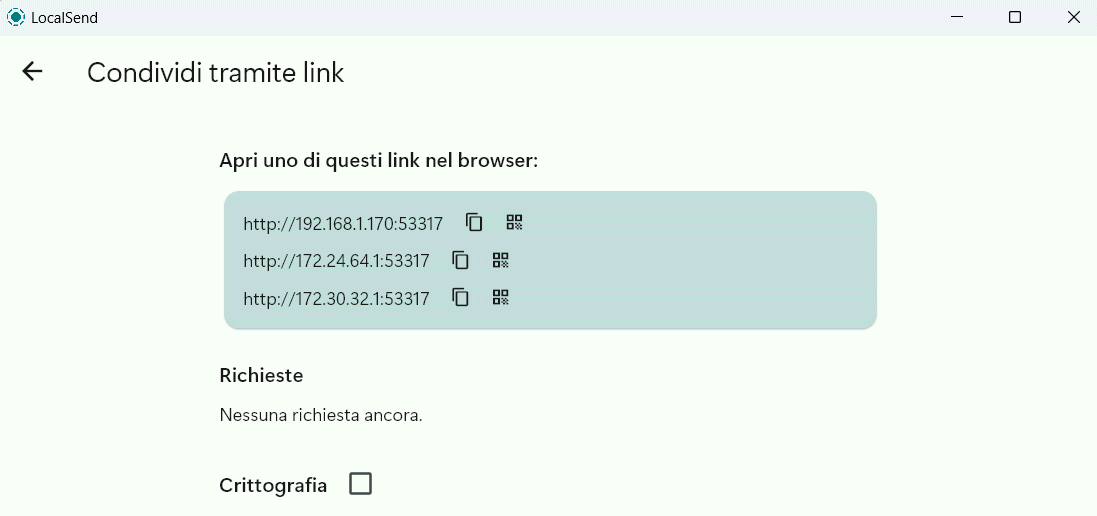Condivisione file con link locale