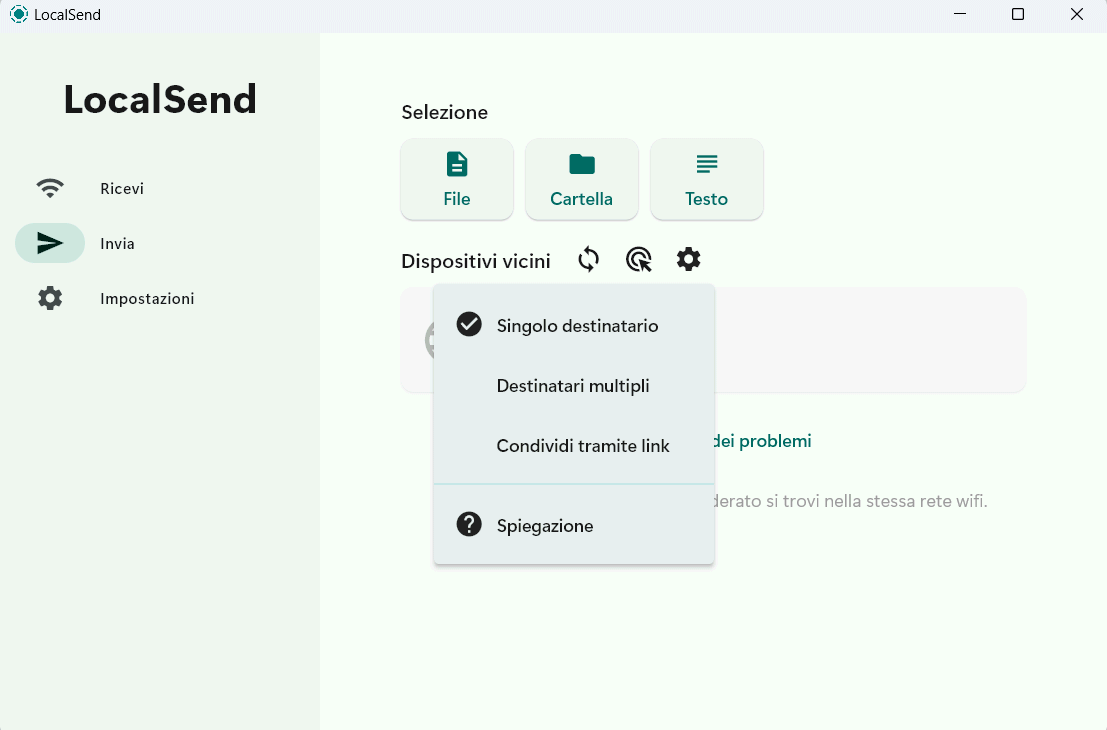 Destinatari file LocalSend