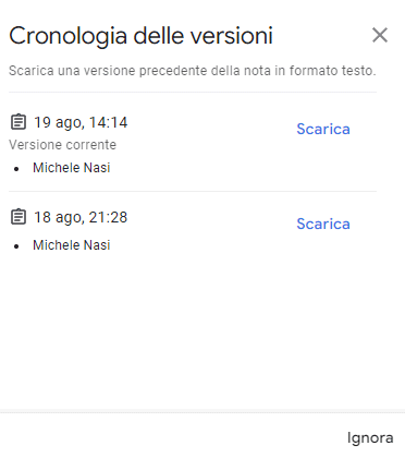 Google Keep, cronologia versioni
